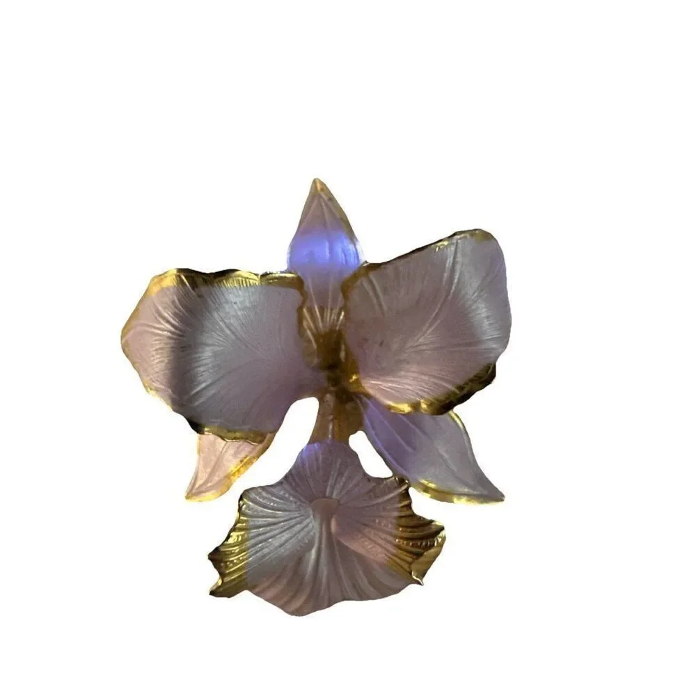 Vintage Cerrito Lavender Pink Orchid Gold Tone Pin Brooch - Picture 1 of 4